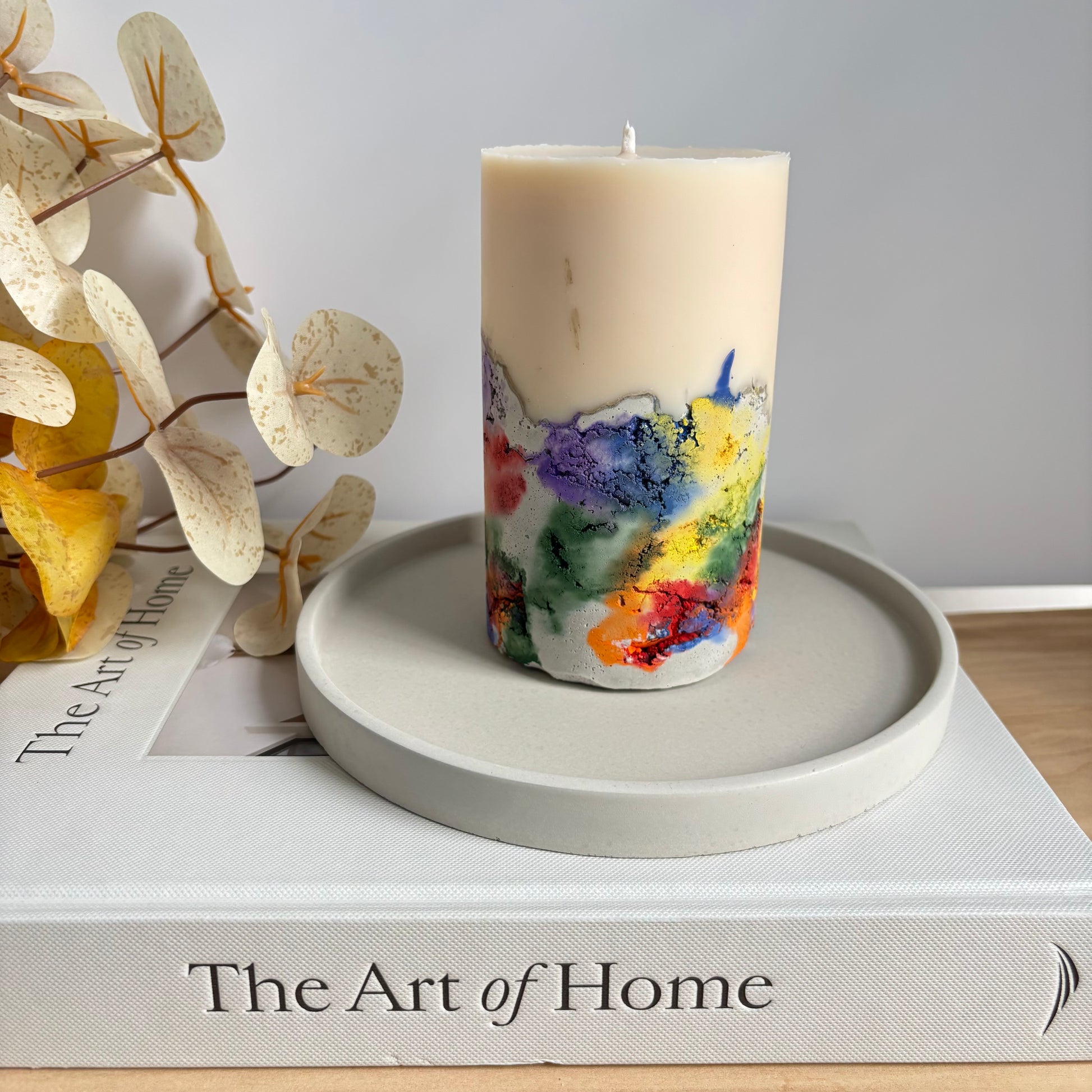 Rainbow - Concrete Pillar Candle