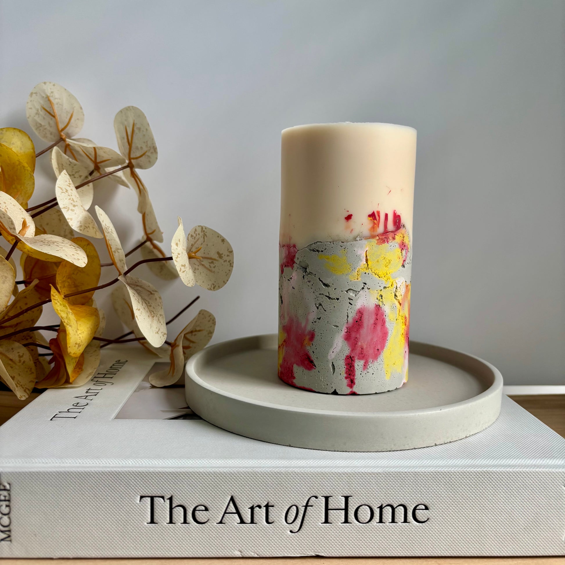 Watermelon Sunshine - Concrete Pillar Candle