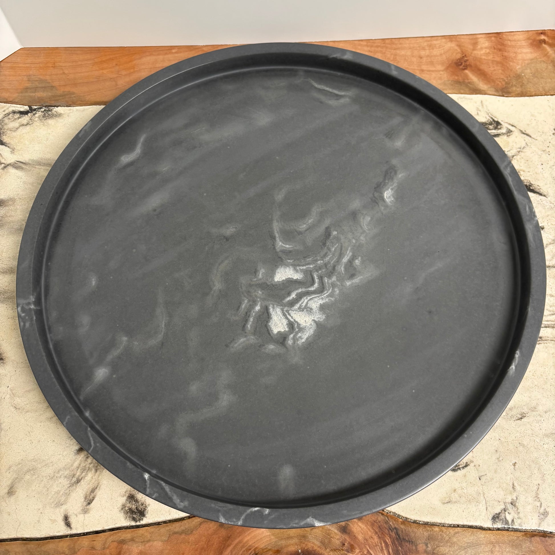 ORBIT – 18” Round Concrete Tray | Modern Statement Centerpiece | Handmade Luxury Decor