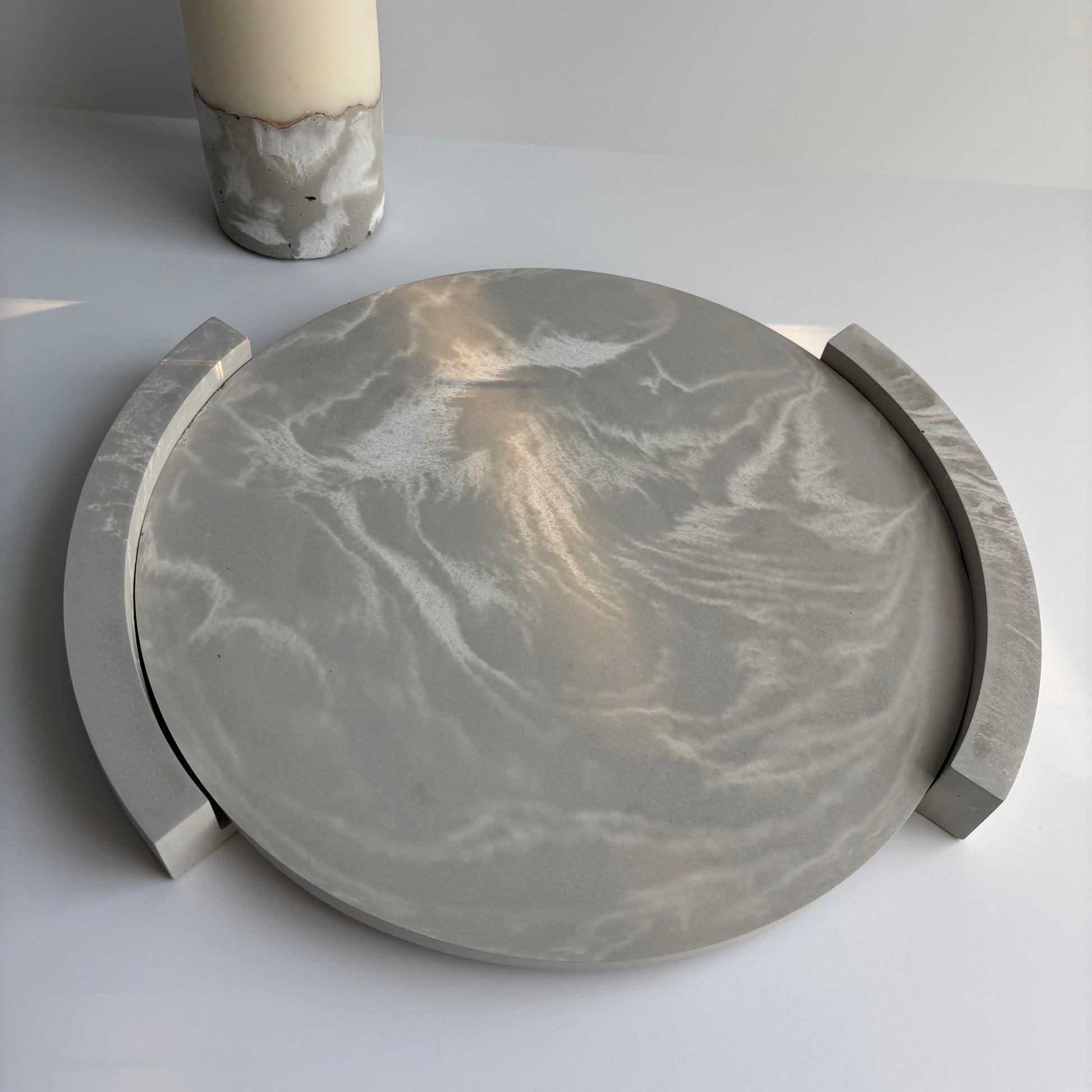 Plinth – Sculptural Concrete Riser Tray - Reversible Footed Display Tray - Minimal Pedestal Stand