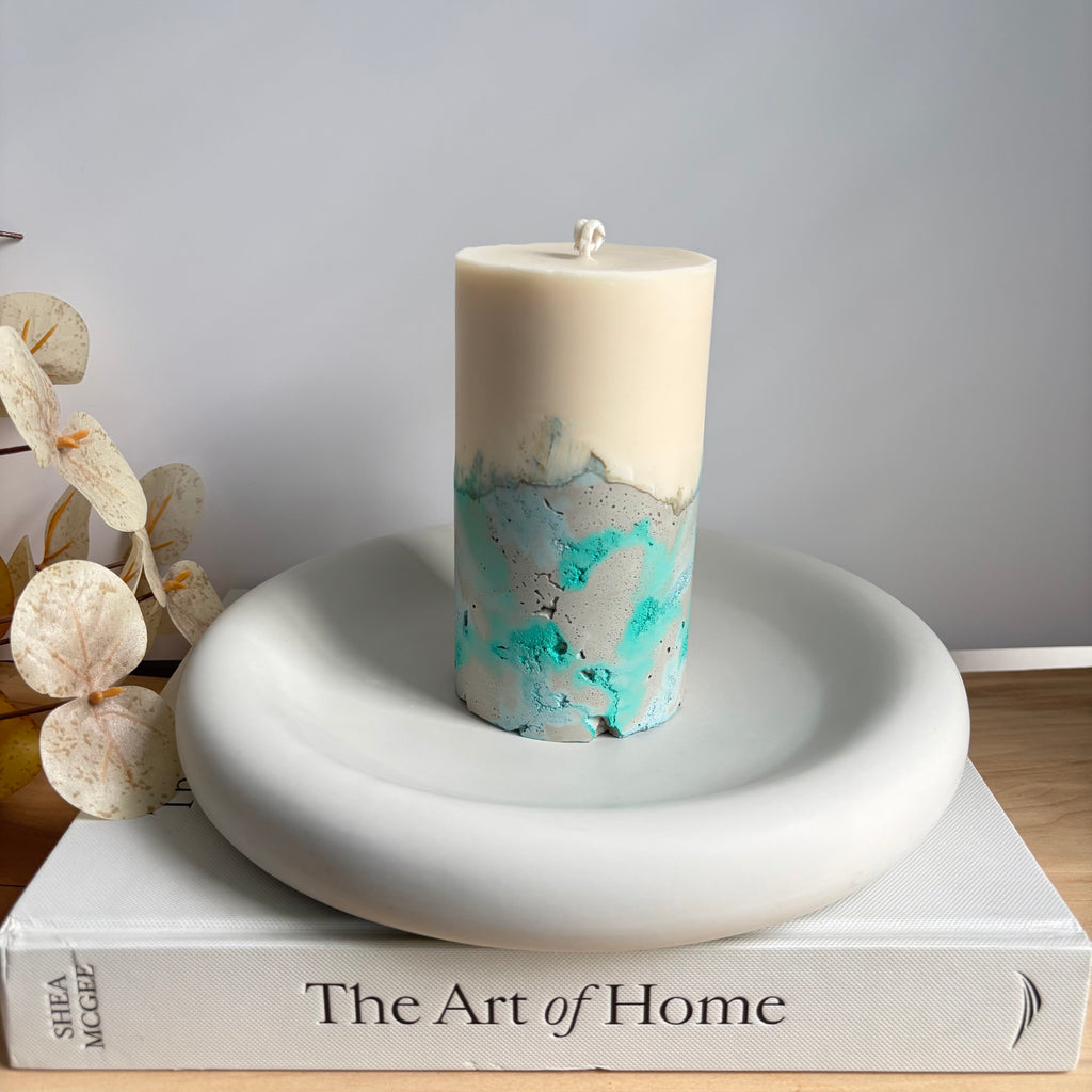Beach Glass - Concrete Pillar Candle