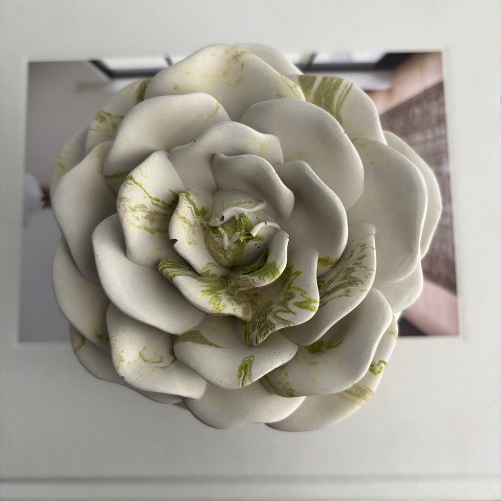 Bloomstone – Floral Lid Concrete Candle | Handmade Sculptural Flower Candle | Valentine’s Day Gift