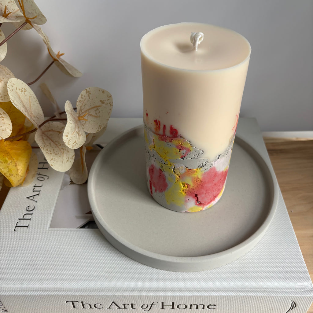 Watermelon Sunshine - Concrete Pillar Candle
