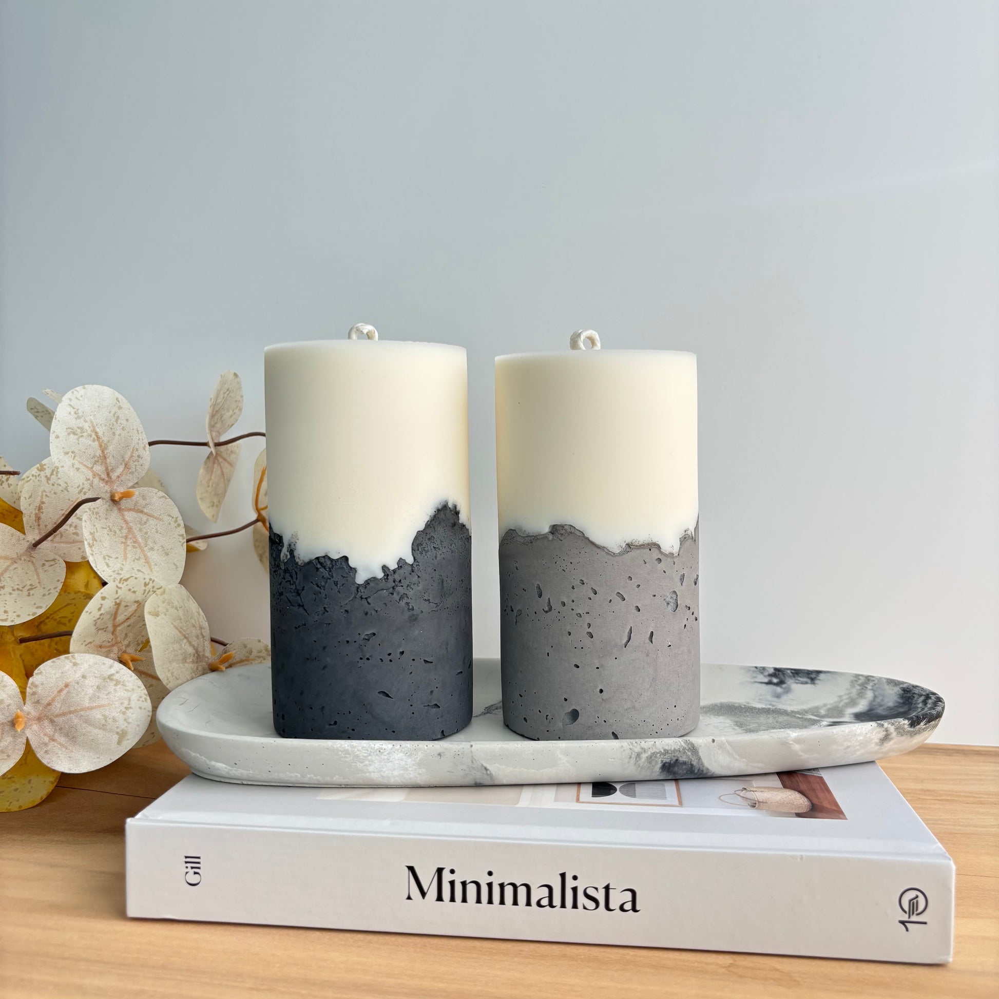 Concrete & Wax Pillar Candle – Handmade Modern Concrete Candle | Minimal Home Decor Statement