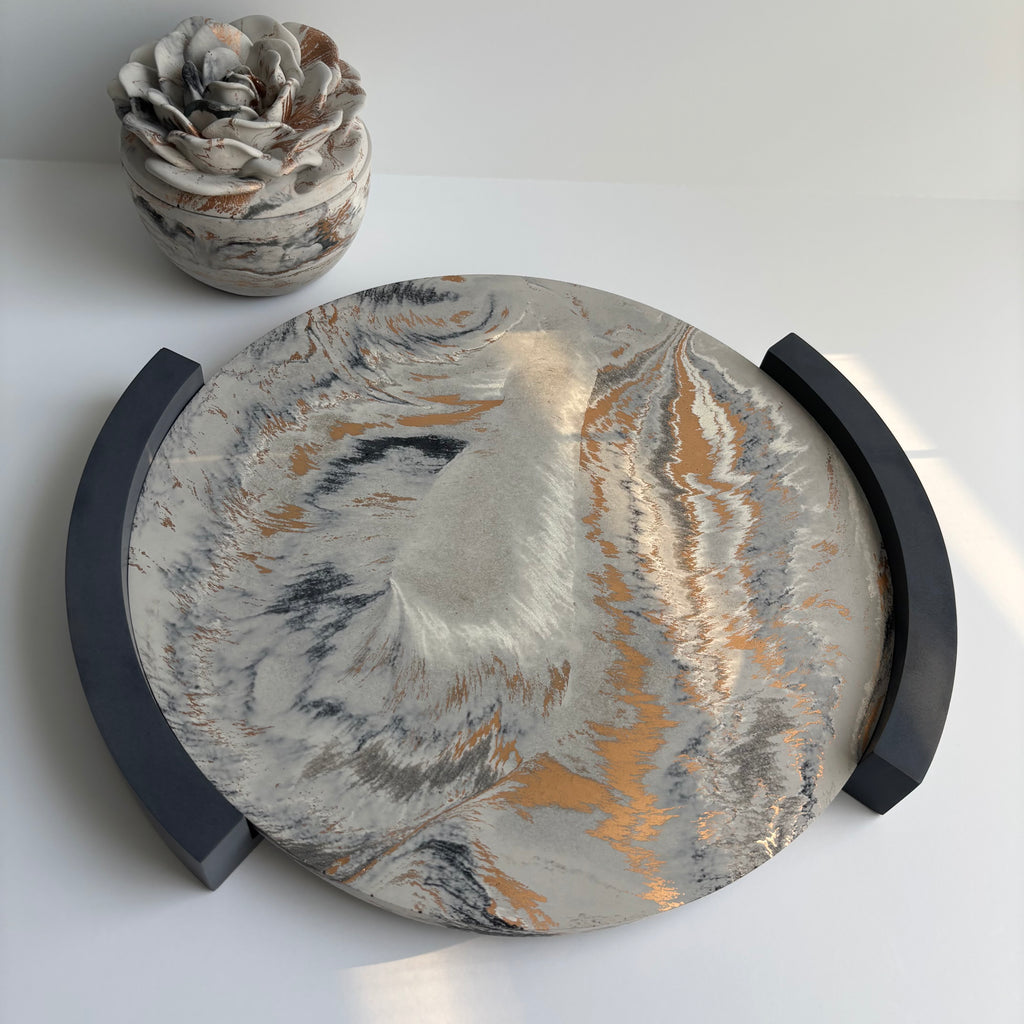 Plinth – Sculptural Concrete Riser Tray - Reversible Footed Display Tray - Minimal Pedestal Stand