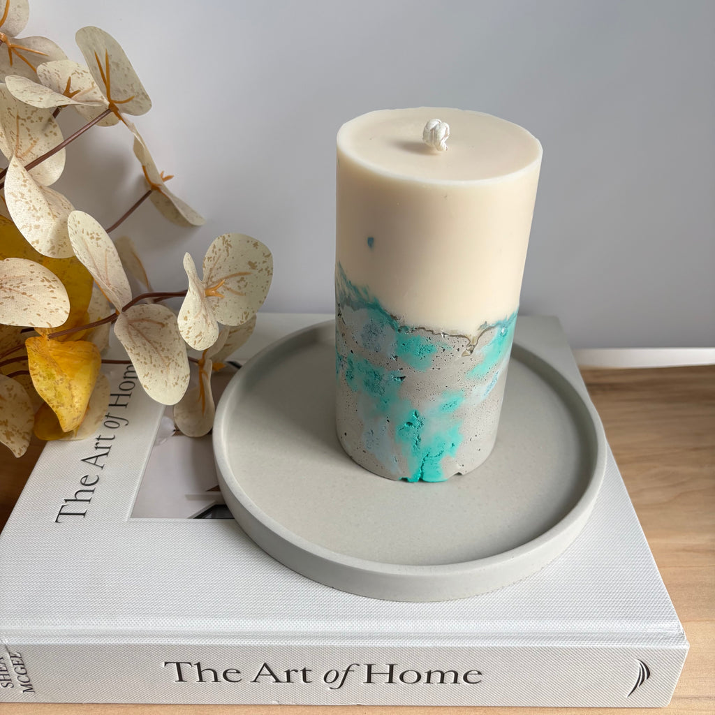 Beach Glass - Concrete Pillar Candle