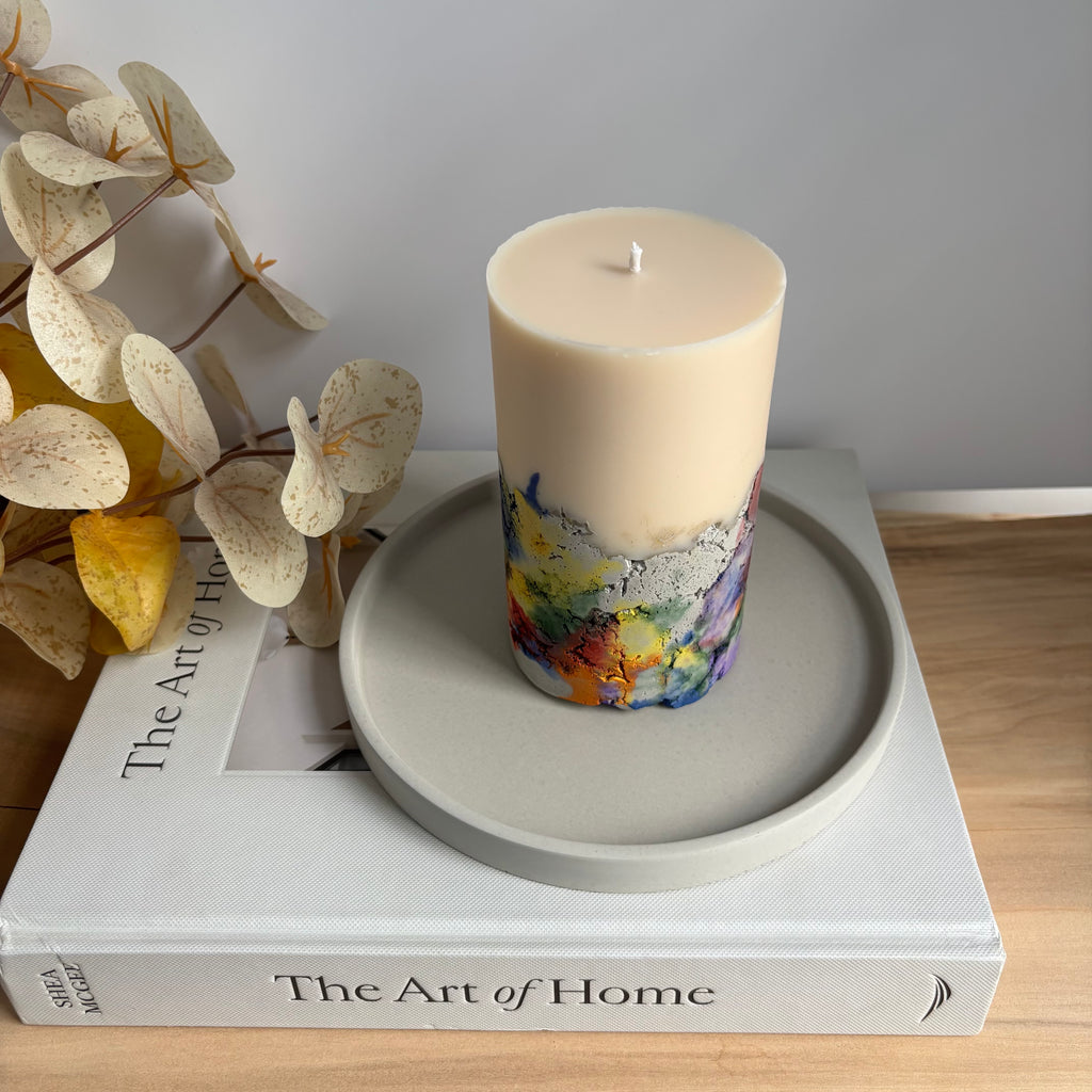 Rainbow - Concrete Pillar Candle