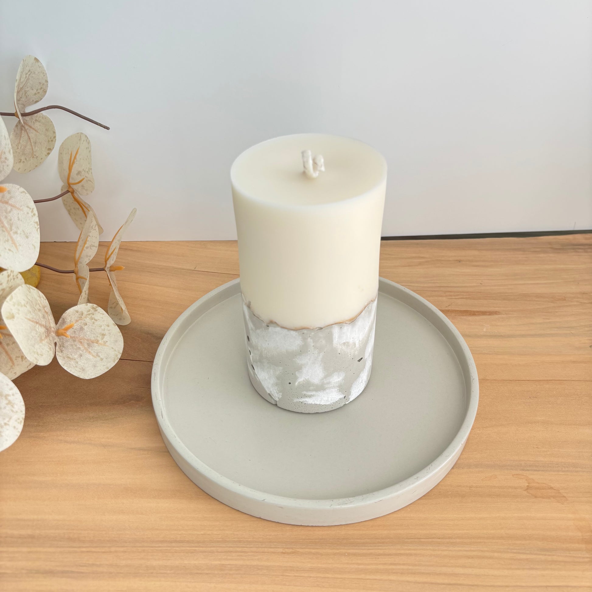 Concrete & Wax Pillar Candle – Handmade Modern Concrete Candle | Minimal Home Decor Statement