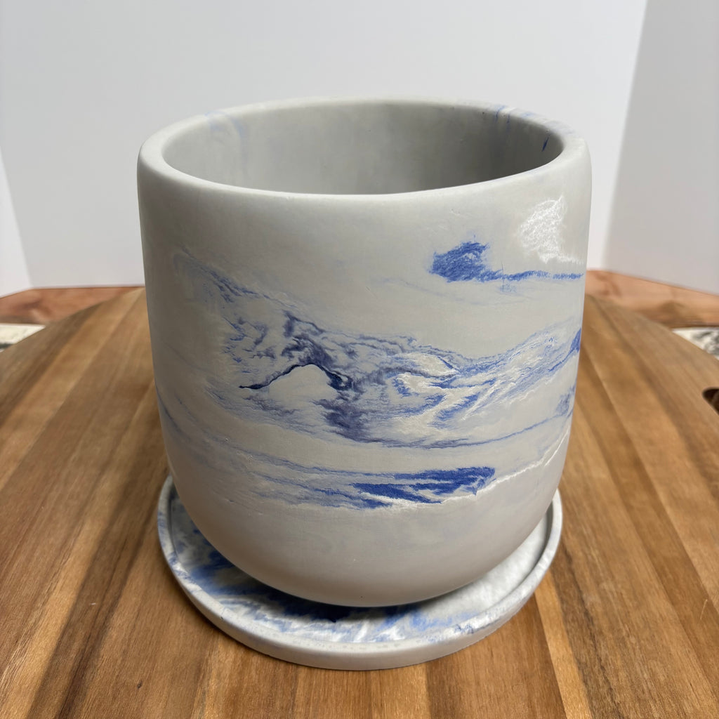 Luma - 7.5" Planter with Saucer | Concrete Plant Pot