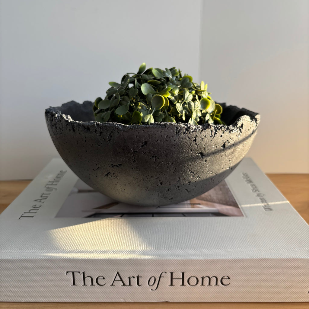 Half Moon Bowl Pot 7" | Decorative Bowl | Rough Concrete Bowl
