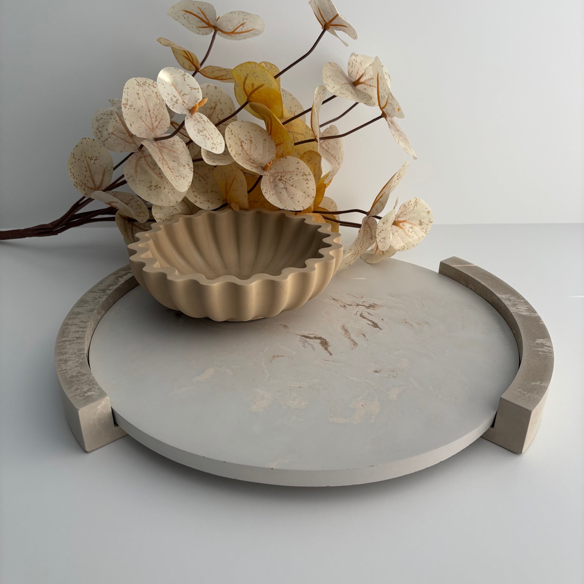 Plinth – Sculptural Concrete Riser Tray - Reversible Footed Display Tray - Minimal Pedestal Stand