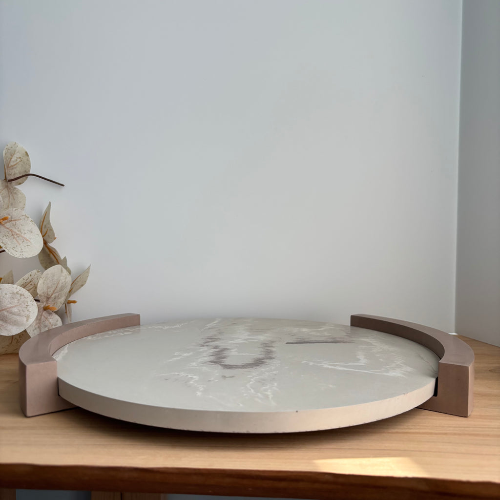 Plinth – Sculptural Concrete Riser Tray - Reversible Footed Display Tray - Minimal Pedestal Stand