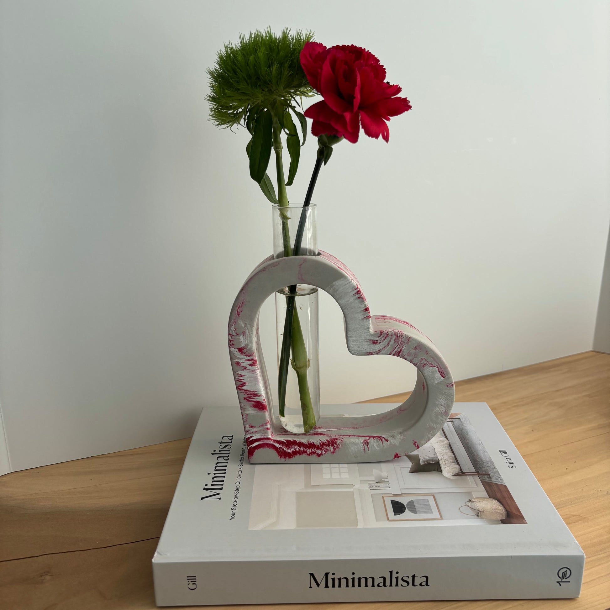 Amora - Heart-Shaped Concrete Propagation Station | Handmade Sculptural Vase & Flower Holder | Modern Home Decor