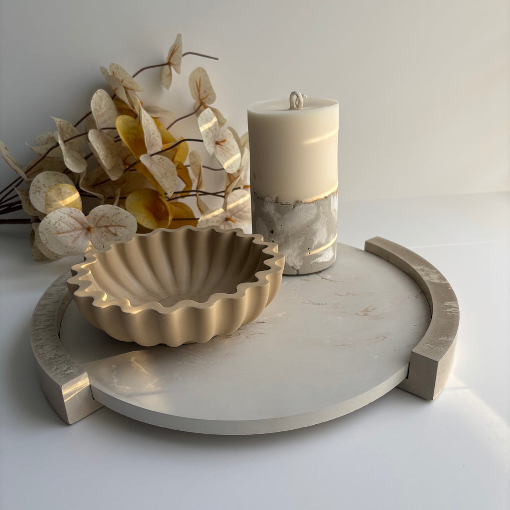 Plinth – Sculptural Concrete Riser Tray - Reversible Footed Display Tray - Minimal Pedestal Stand