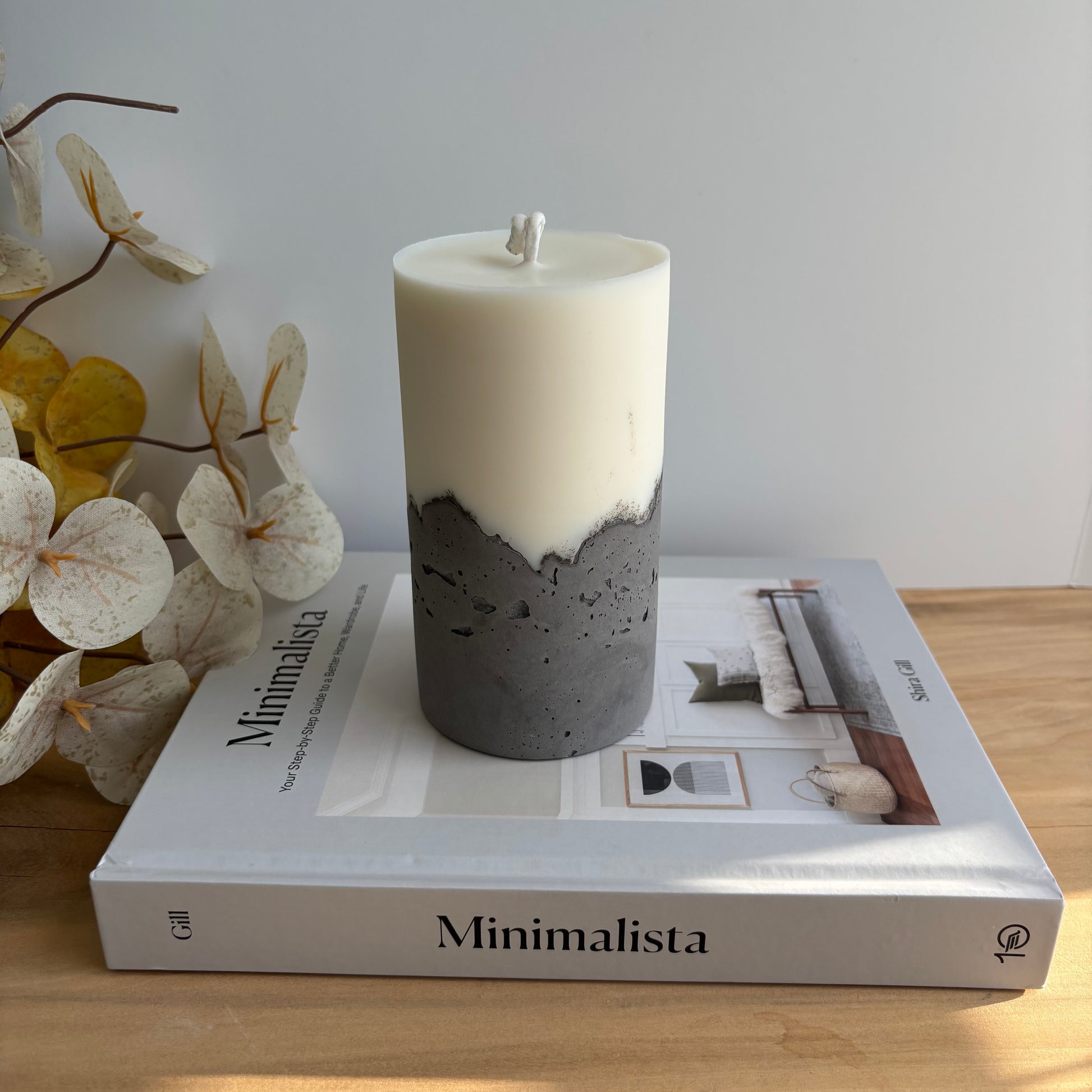 Concrete & Wax Pillar Candle – Handmade Modern Concrete Candle | Minimal Home Decor Statement