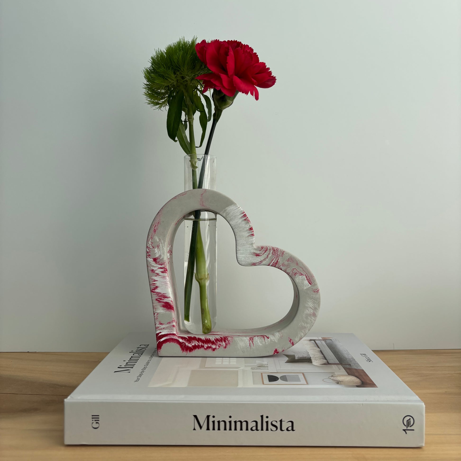 Amora - Heart-Shaped Concrete Propagation Station | Handmade Sculptural Vase & Flower Holder | Modern Home Decor