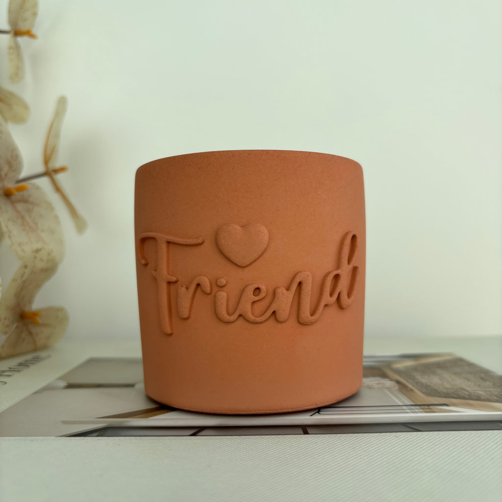 Sister Embossed Concrete Candle Pot