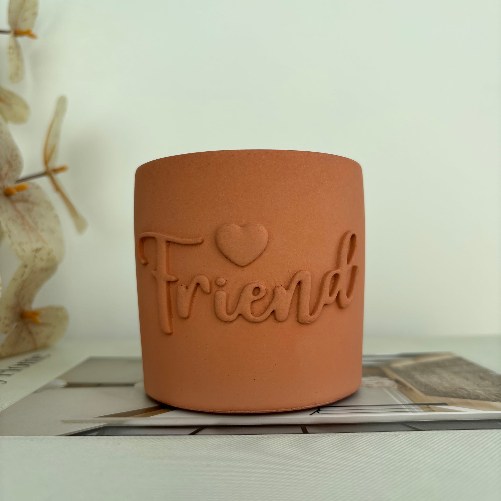 Sister Embossed Concrete Candle Pot