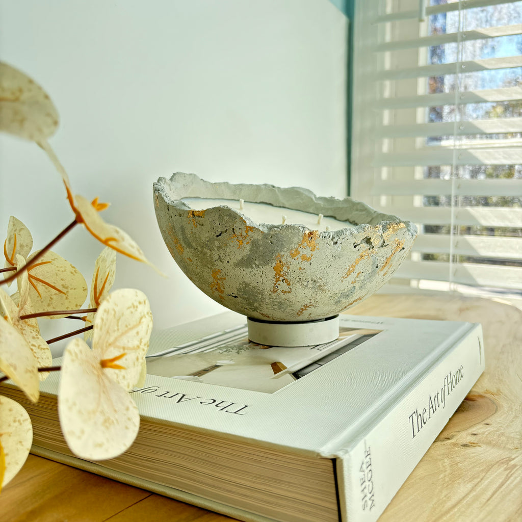 Half Moon Concrete Bowl Candle