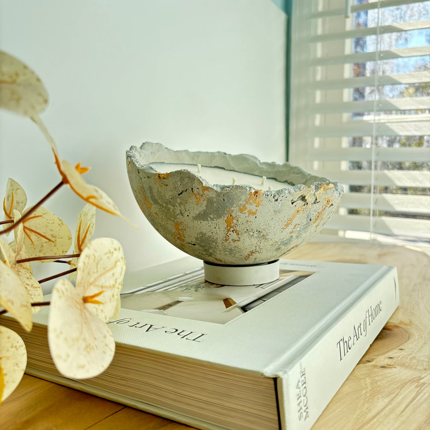 Half Moon Concrete Bowl Candle