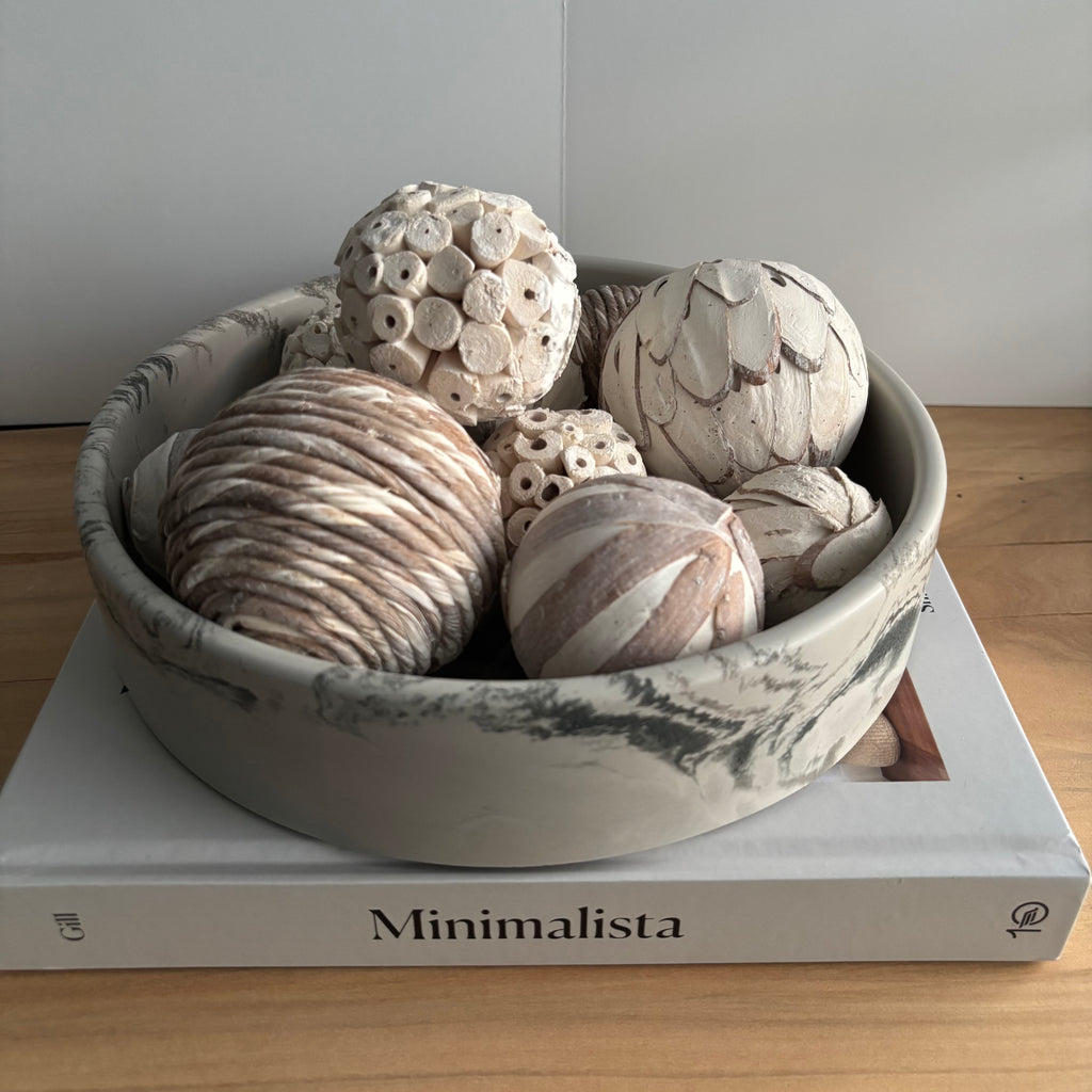 Solace - Concrete Bowl | Handcrafted Neutral Marble Decorative Centerpiece