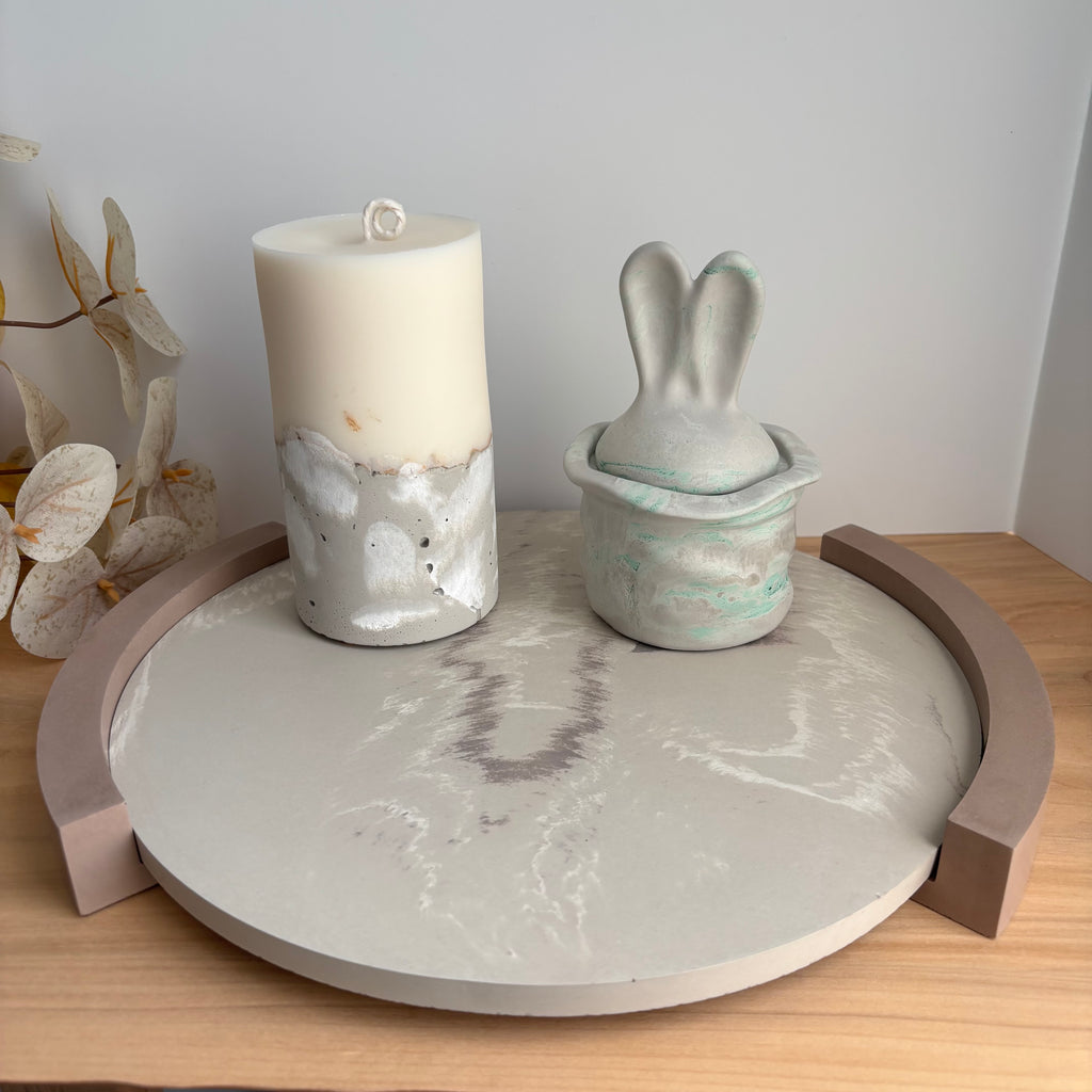 Plinth – Sculptural Concrete Riser Tray - Reversible Footed Display Tray - Minimal Pedestal Stand