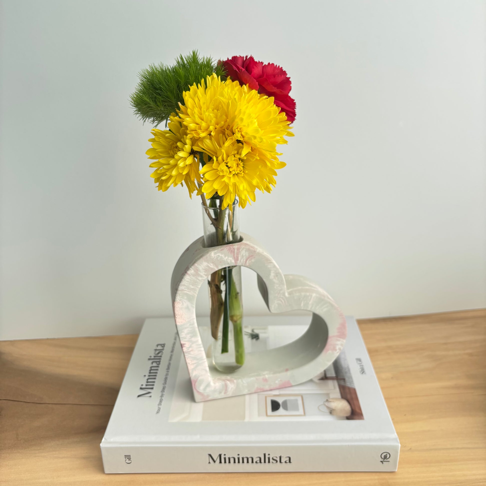 Amora - Heart-Shaped Concrete Propagation Station | Handmade Sculptural Vase & Flower Holder | Modern Home Decor