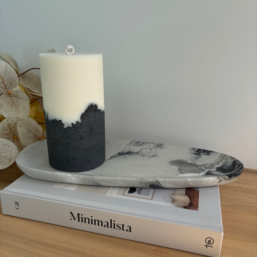 Concrete & Wax Pillar Candle – Handmade Modern Concrete Candle | Minimal Home Decor Statement