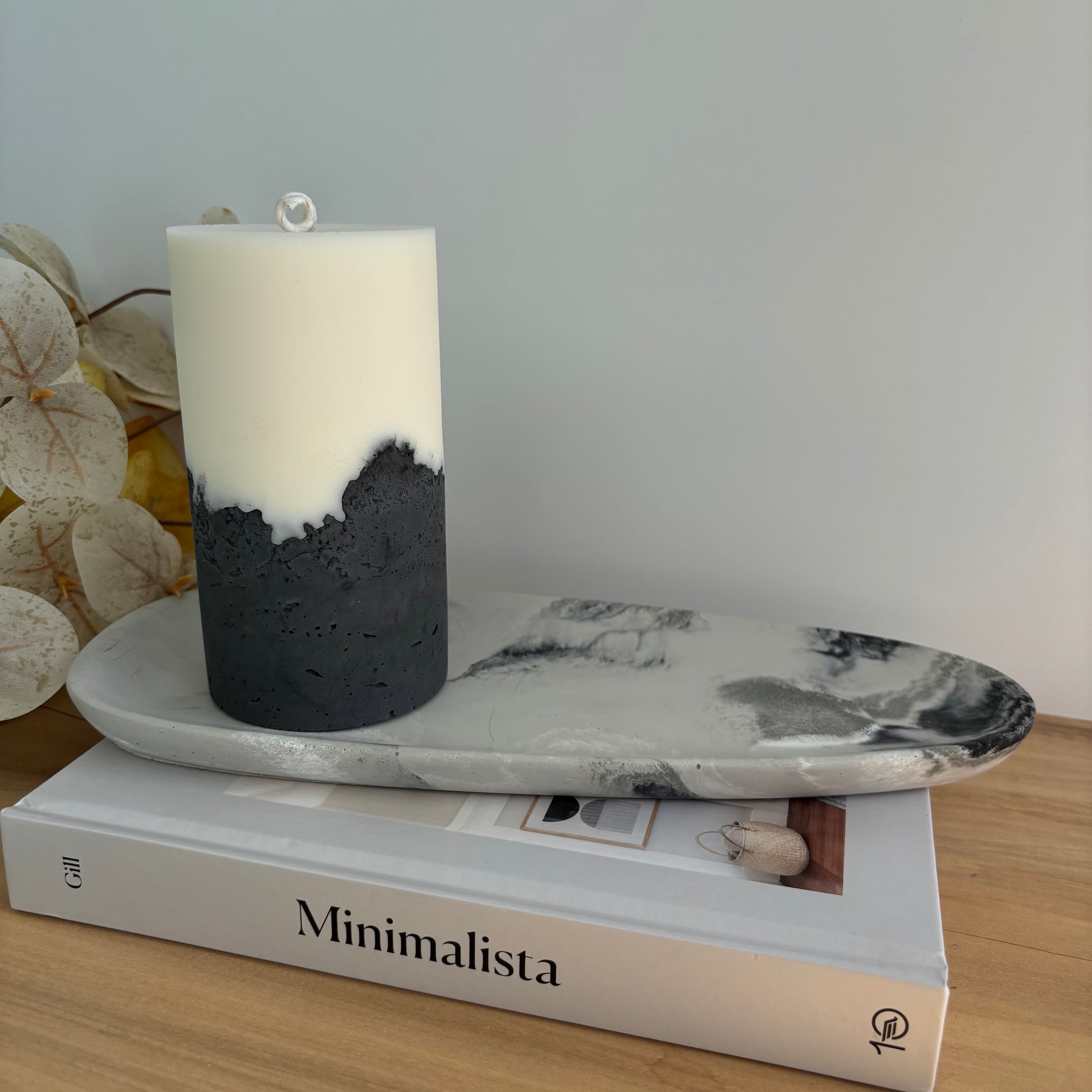 Concrete & Wax Pillar Candle – Handmade Modern Concrete Candle | Minimal Home Decor Statement