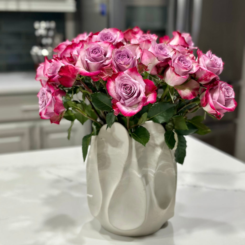 Maros - Sculptural Concrete Vase – Wavy Planter Pot – Organic Vase