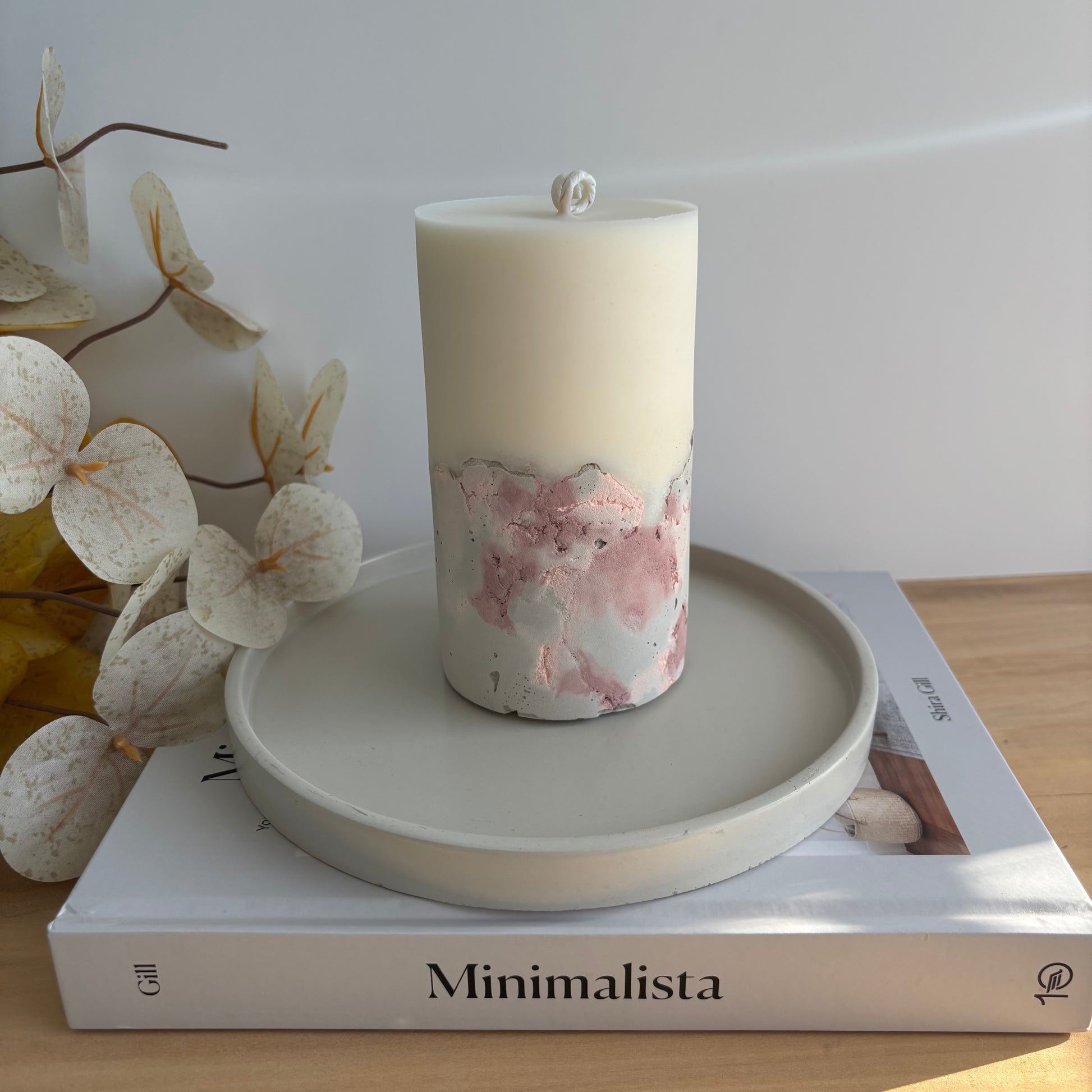 Concrete & Wax Pillar Candle – Handmade Modern Concrete Candle | Minimal Home Decor Statement