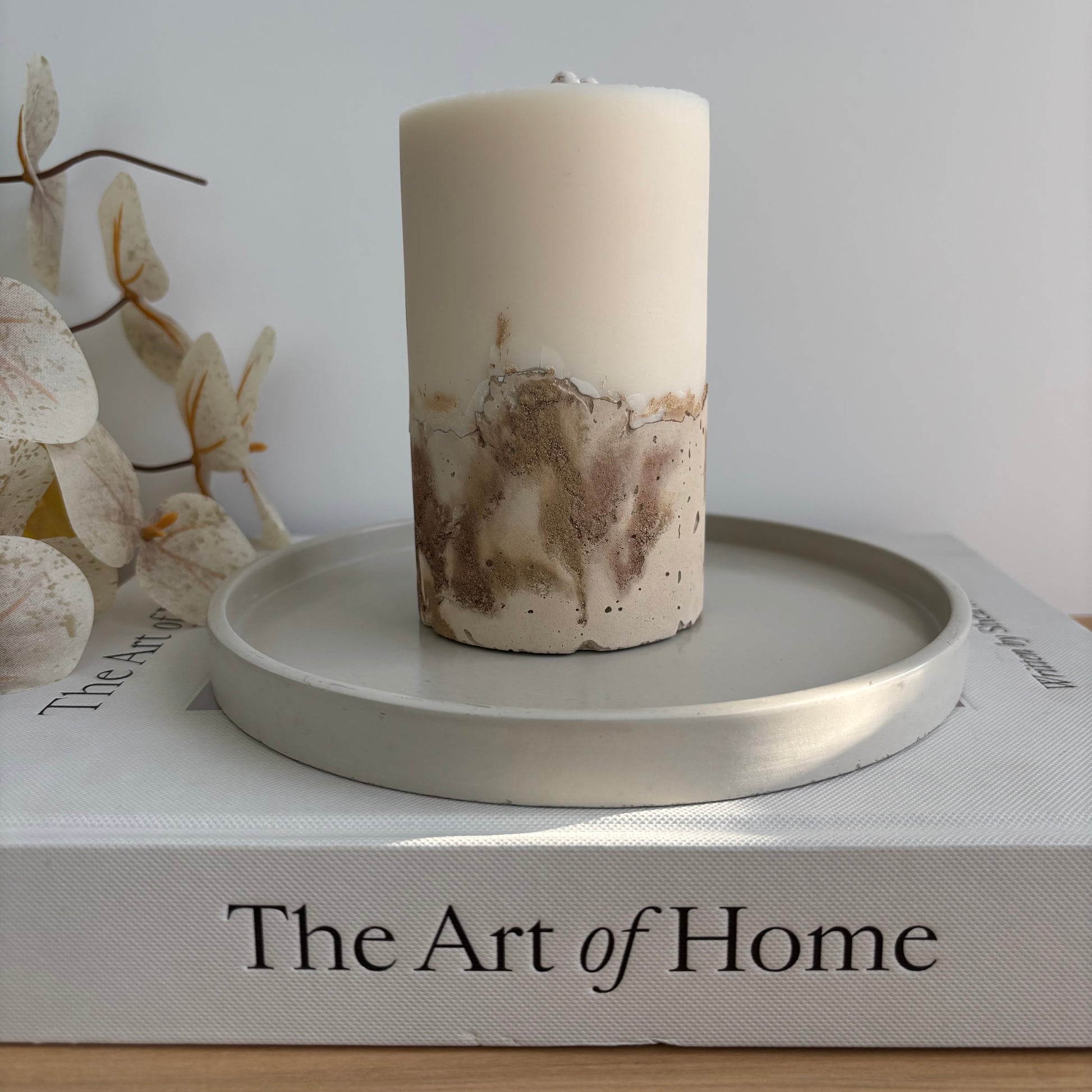 Concrete & Wax Pillar Candle – Handmade Modern Concrete Candle | Minimal Home Decor Statement