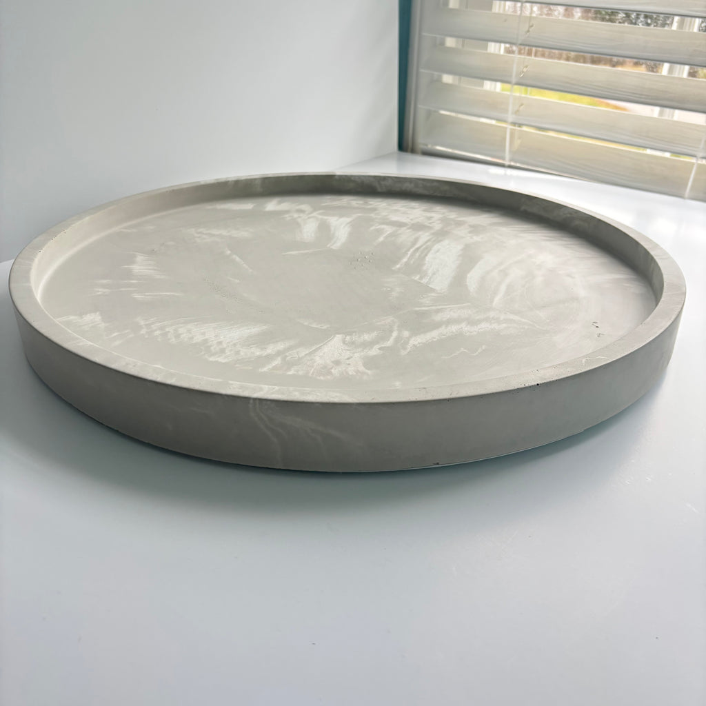 ORBIT – 18” Round Concrete Tray | Modern Statement Centerpiece | Handmade Luxury Decor