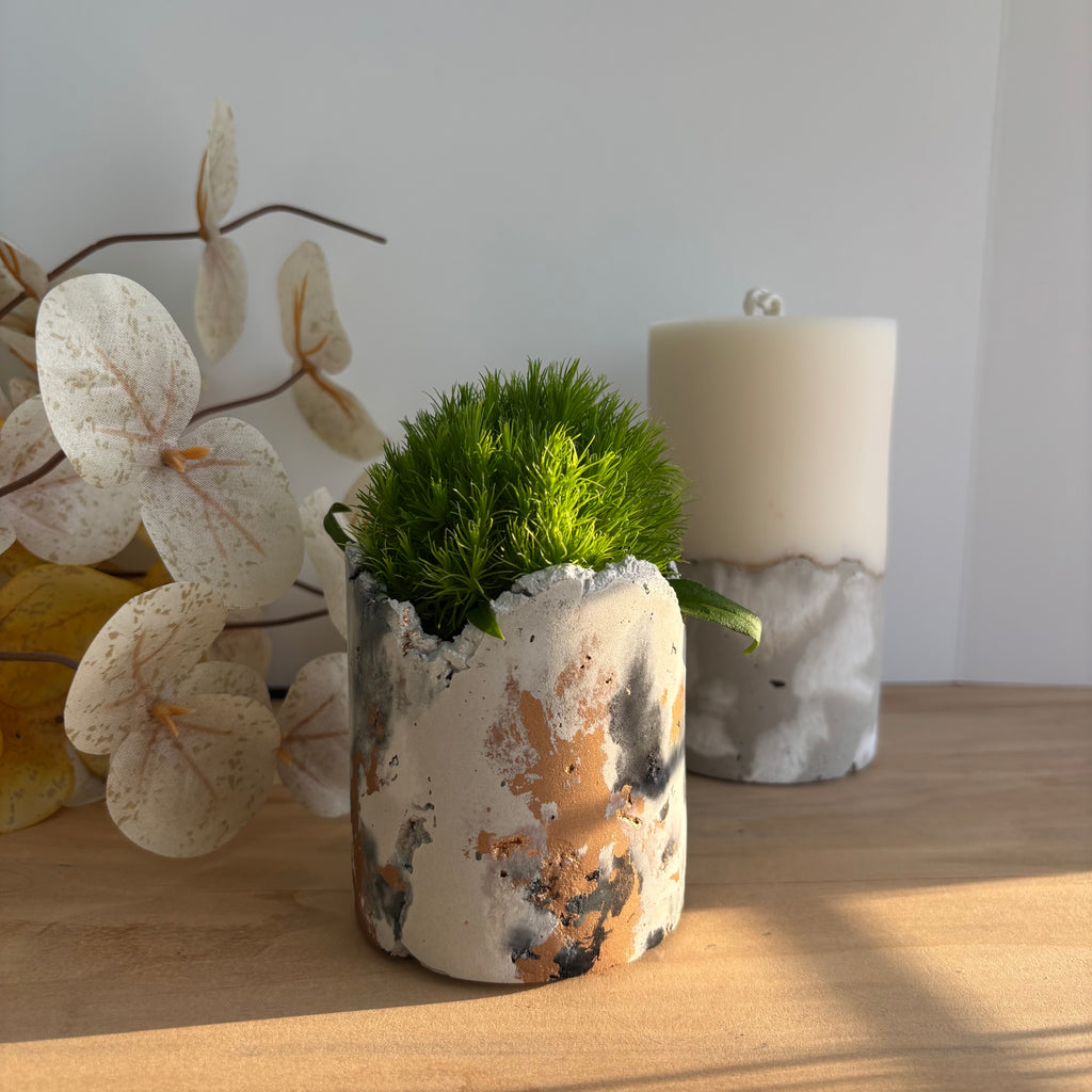 Concrete & Wax Pillar Candle – Handmade Modern Concrete Candle | Minimal Home Decor Statement