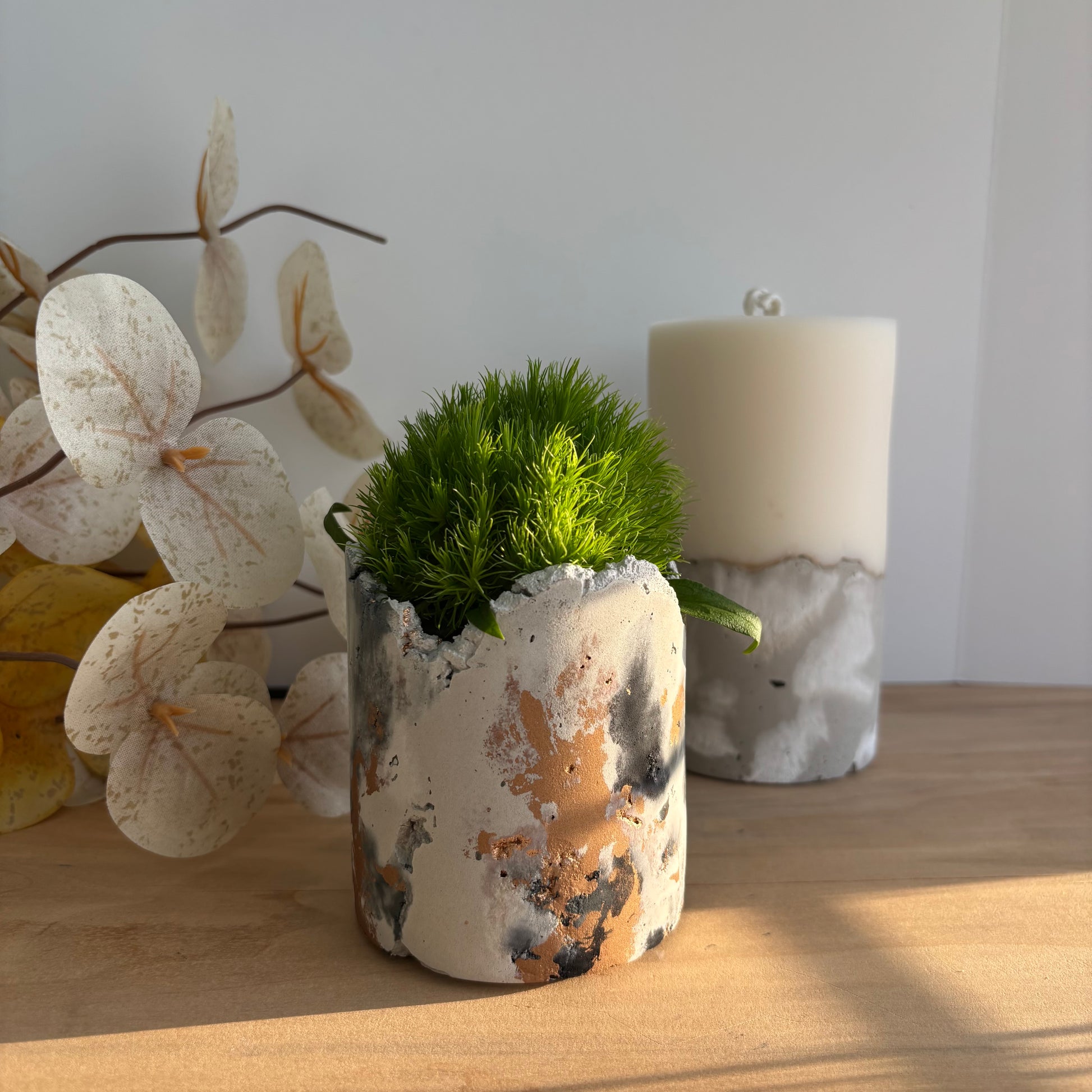 Concrete & Wax Pillar Candle – Handmade Modern Concrete Candle | Minimal Home Decor Statement