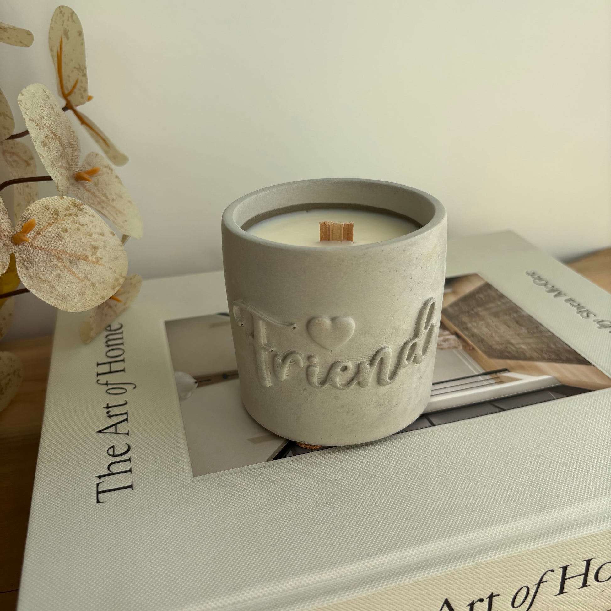 Sister Embossed Concrete Candle Pot
