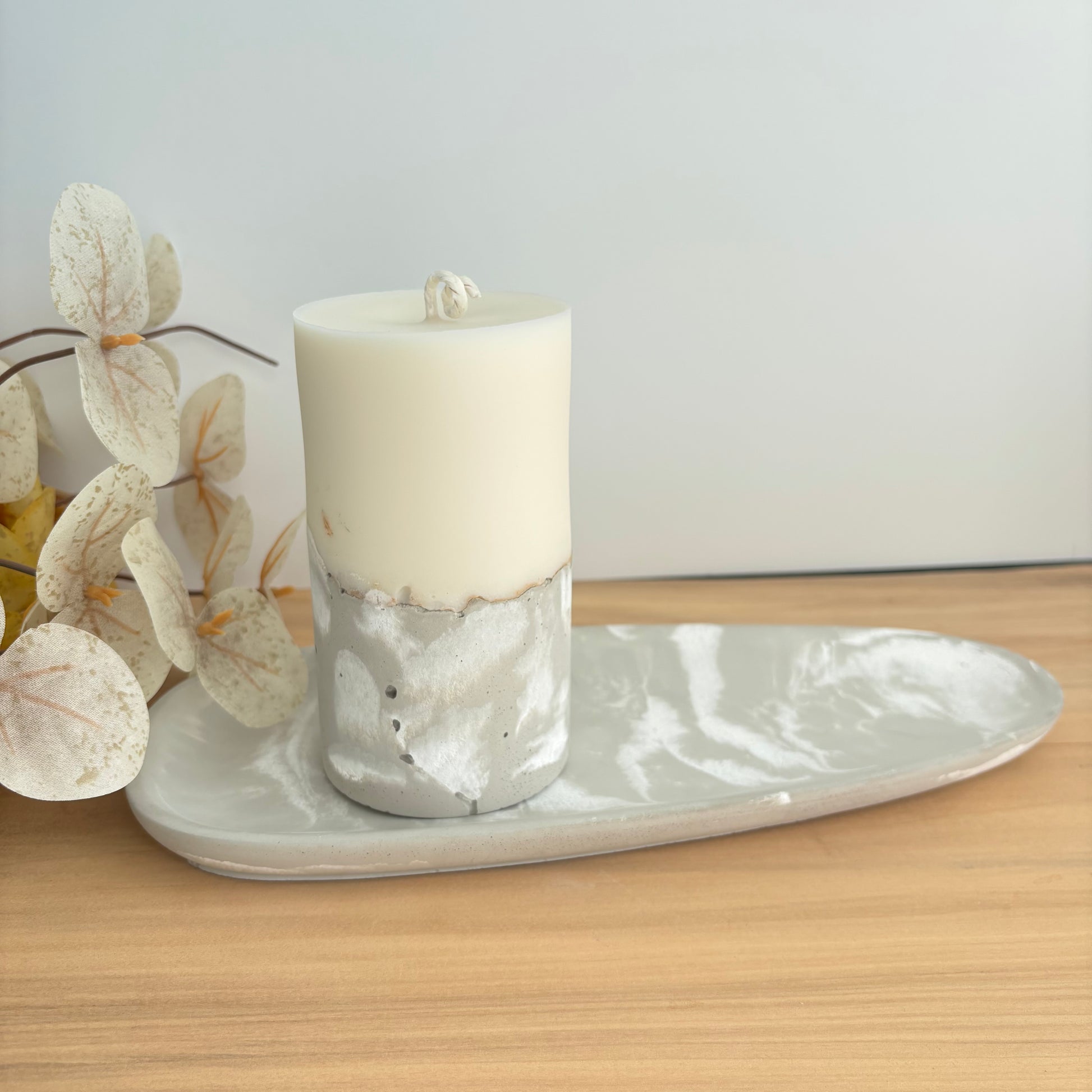 Concrete & Wax Pillar Candle – Handmade Modern Concrete Candle | Minimal Home Decor Statement