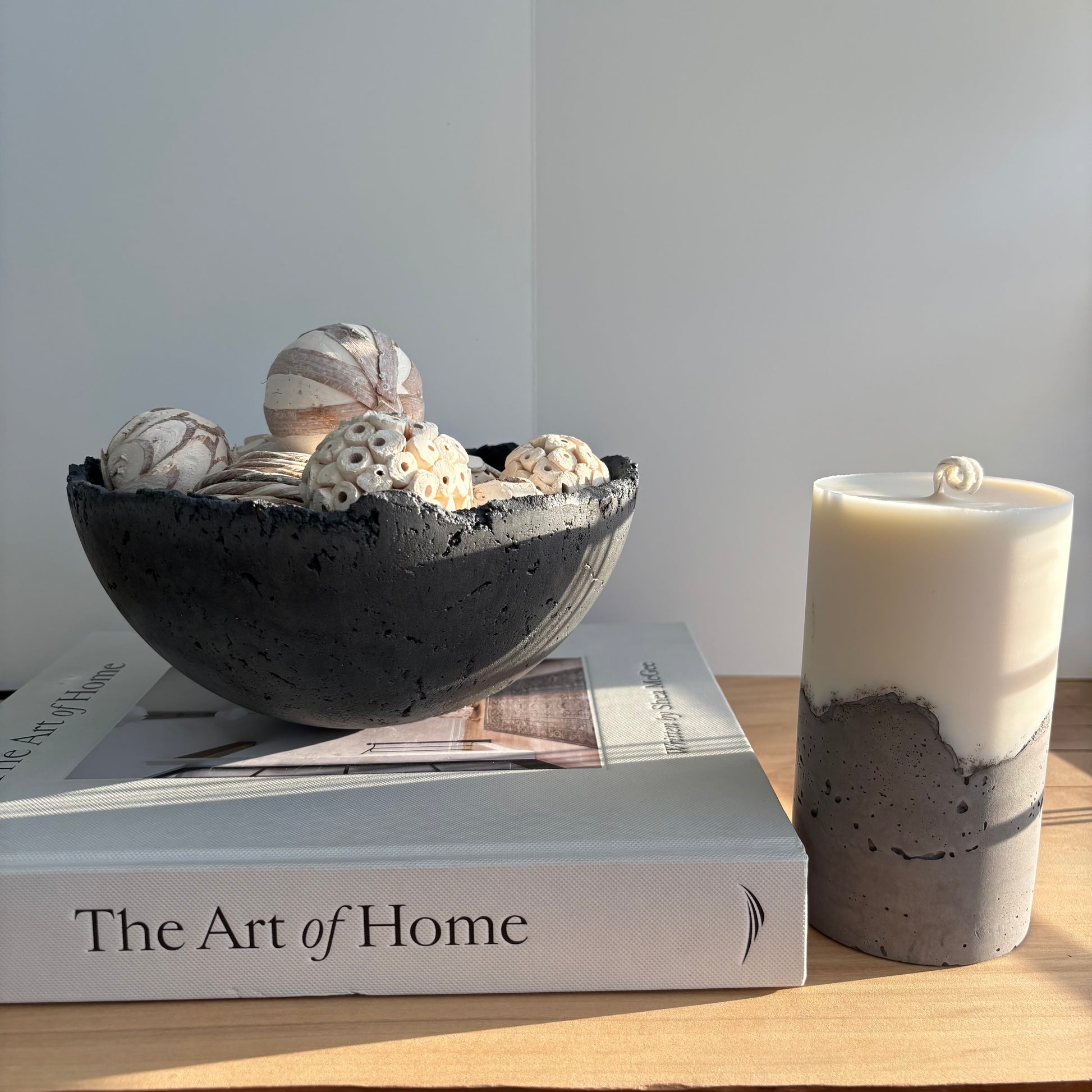 Half Moon Bowl Pot 7" | Decorative Bowl | Rough Concrete Bowl