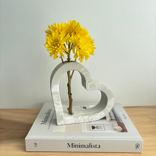 Amora - Heart-Shaped Concrete Propagation Station | Handmade Sculptural Vase & Flower Holder | Modern Home Decor
