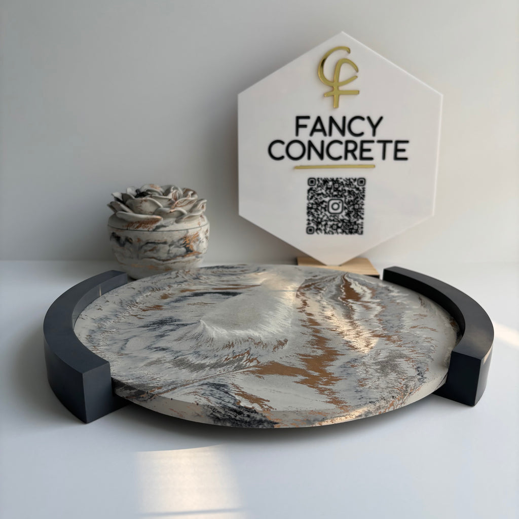 Plinth – Sculptural Concrete Riser Tray - Reversible Footed Display Tray - Minimal Pedestal Stand