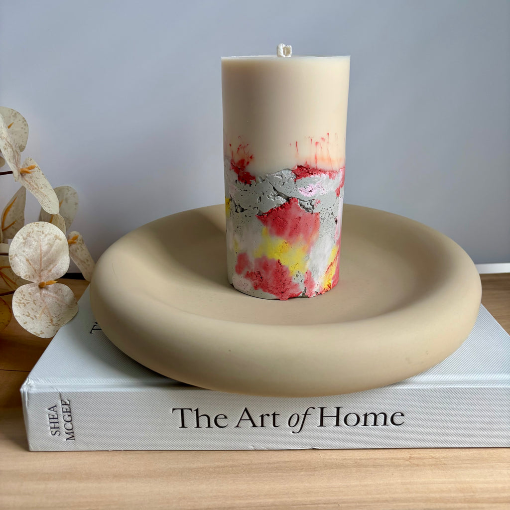 Watermelon Sunshine - Concrete Pillar Candle