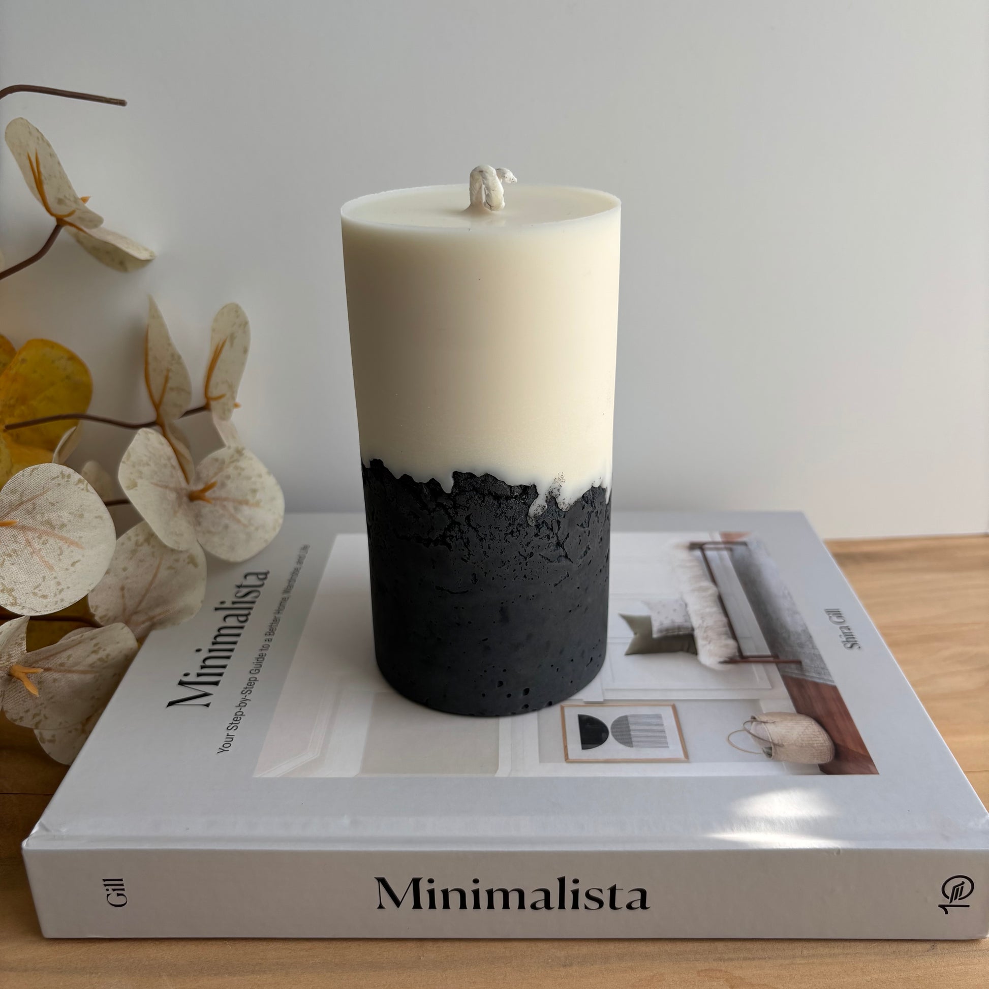 Concrete & Wax Pillar Candle – Handmade Modern Concrete Candle | Minimal Home Decor Statement
