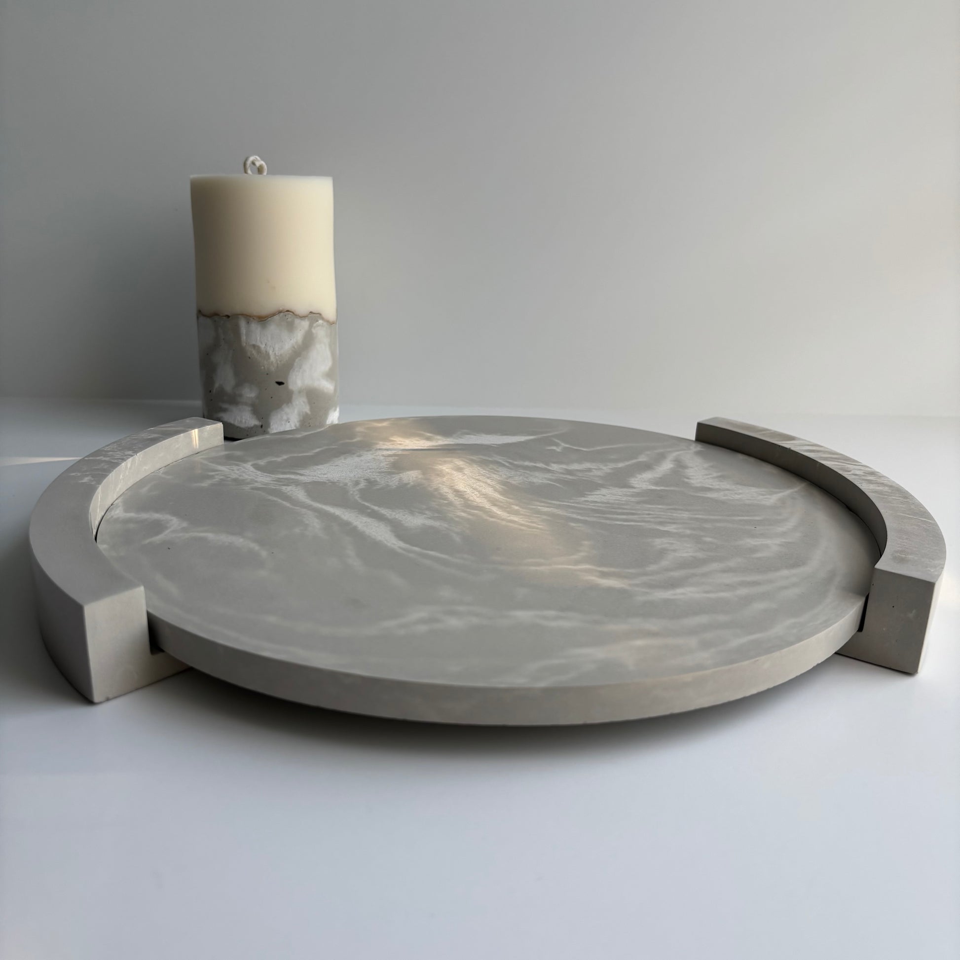 Plinth – Sculptural Concrete Riser Tray - Reversible Footed Display Tray - Minimal Pedestal Stand