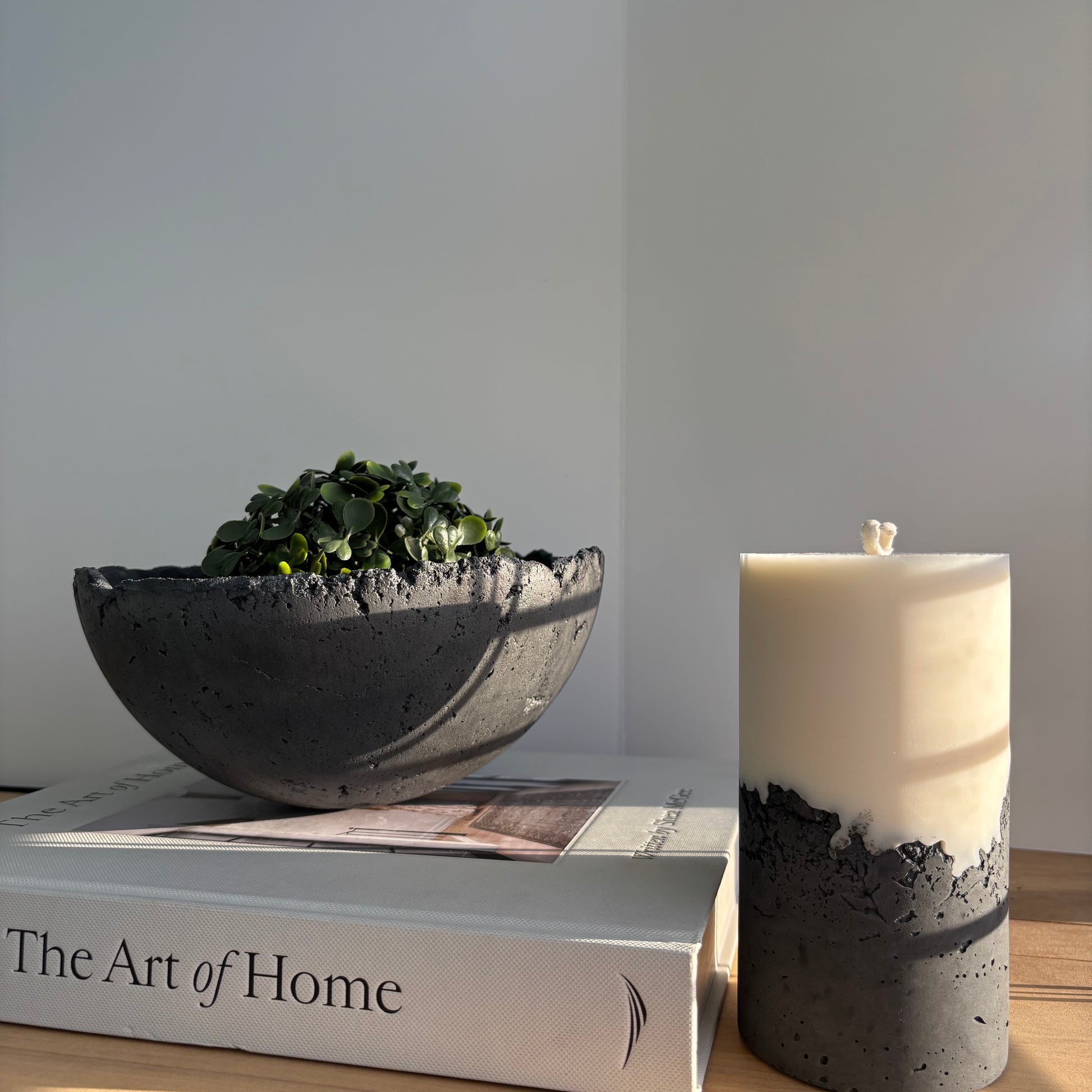 Half Moon Bowl Pot 7" | Decorative Bowl | Rough Concrete Bowl