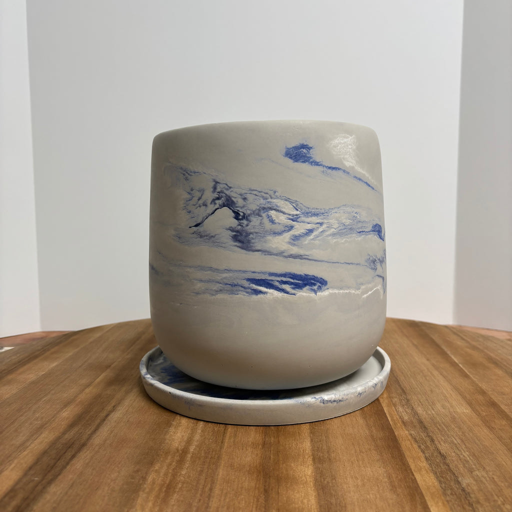 Luma - 7.5" Planter with Saucer | Concrete Plant Pot